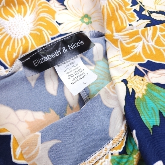 Elisabeth & Nicole Blue Yellow White Floral Skirt Sz L - Picture 4 of 9